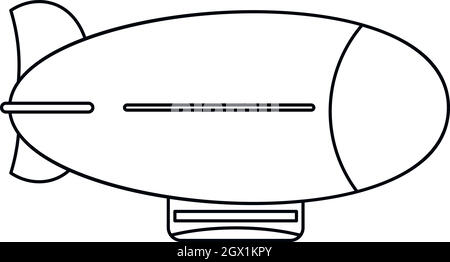 Dirigibile Vintage icona, stile contorno Illustrazione Vettoriale
