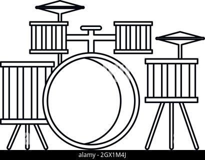 Icona di tamburi, stile contorno Illustrazione Vettoriale