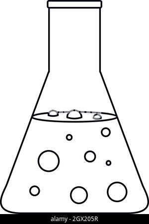 Pallone di chimica, l'icona di stile di contorno Illustrazione Vettoriale