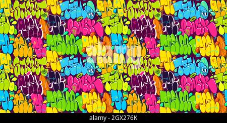 Senza giunture Abstract Hip Hop Street Art Graffiti stile Urbano colorato Vector Illustrazione sfondo Illustrazione Vettoriale