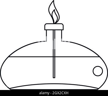 Bruciatore di chimica, l'icona di stile di contorno Illustrazione Vettoriale