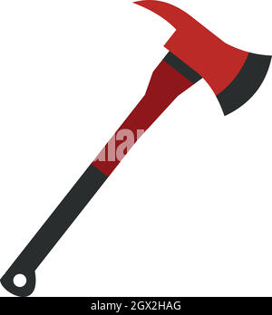 Vigile del fuoco rosso ax icona, stile piatto Illustrazione Vettoriale