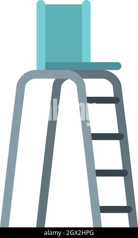 Torre di tennis per giudici icona, stile piatto Illustrazione Vettoriale