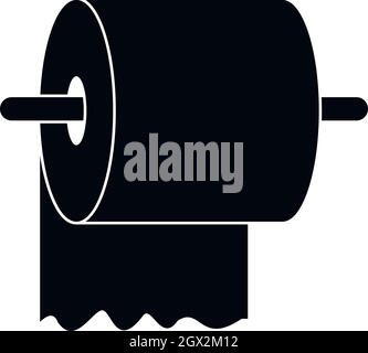 Rotolo di carta igienica sul titolare, icona di stile semplice Illustrazione Vettoriale