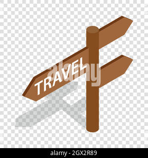 Cartello stradale per viaggiatori icona isometrica Illustrazione Vettoriale