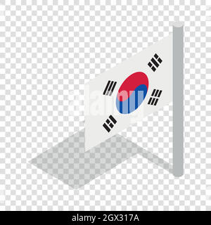 Bandiera della Corea del Sud icona isometrica Illustrazione Vettoriale