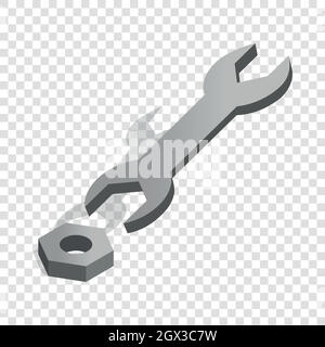 Chiave dado e icona isometrica Illustrazione Vettoriale