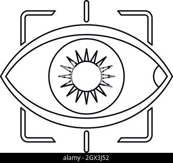 Occhio con telecamera integrata icona lente stile contorno Illustrazione Vettoriale