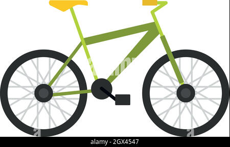 Green bike icona, stile piatto Illustrazione Vettoriale