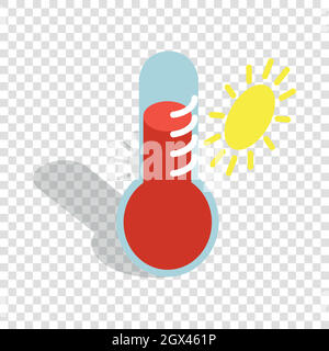Termometro indica alta temperatura isometrico Illustrazione Vettoriale