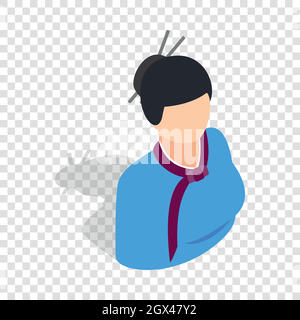 Ragazza in costume coreano icona isometrica Illustrazione Vettoriale