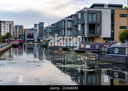 Edinburgh e Glasgow Union Canal, vicino alla fine di Edimburgo, Scozia Foto Stock