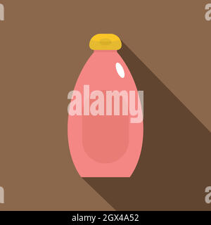 Crema rosa icona bottiglia, di tipo piatto Illustrazione Vettoriale