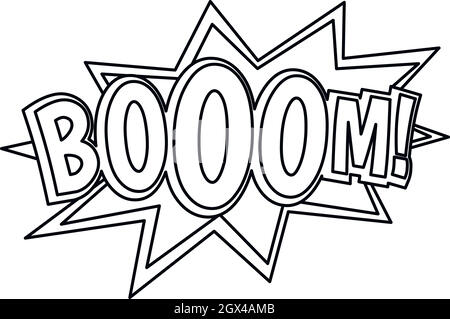 Boom, fumetto di esplosione, l'icona di stile di contorno Illustrazione Vettoriale