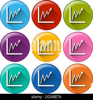 Pulsanti cerchio con un grafico Illustrazione Vettoriale