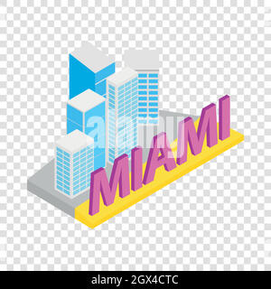 Città di Miami icona isometrica Illustrazione Vettoriale