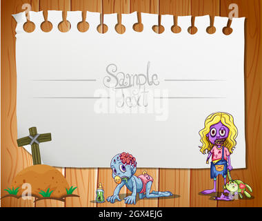 Border design con zombie Illustrazione Vettoriale