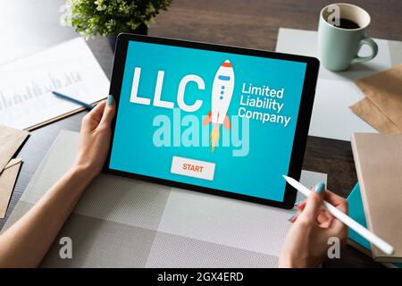 LLC Società a responsabilità limitata. Strategia aziendale e concetto tecnologico. Foto Stock