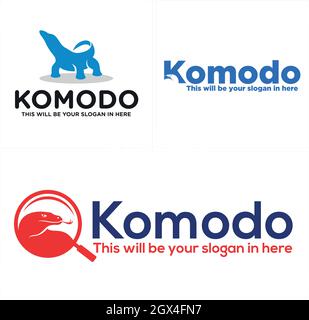 Set di logo komodo dragon vettore design Illustrazione Vettoriale