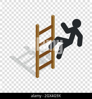 L'uomo salite le scale icona isometrica Illustrazione Vettoriale
