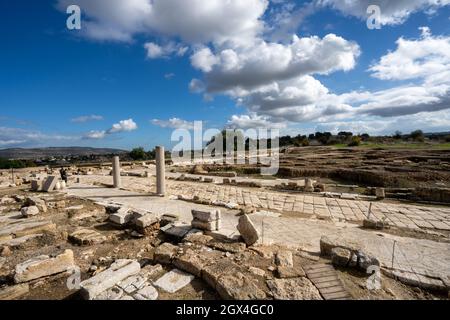 Medio Oriente Israele Bassa Galilea - Zippori National Park - Il Cardo - con i solchi lasciati dai carri romani ruote Foto Stock