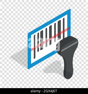 Lo scanner di codici a barre icona isometrica Illustrazione Vettoriale