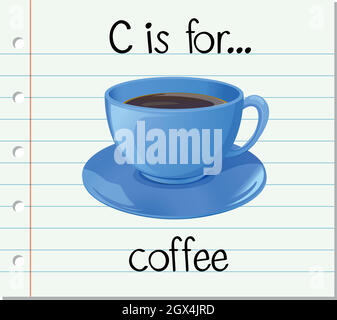 La lettera C della flashcard è per il caffè Illustrazione Vettoriale