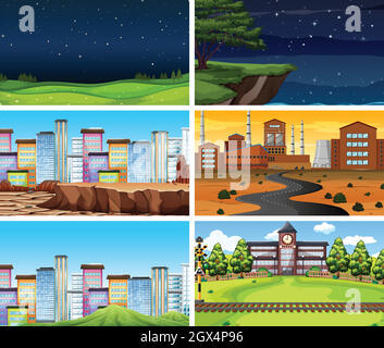 Set di scene in ambiente naturale Illustrazione Vettoriale