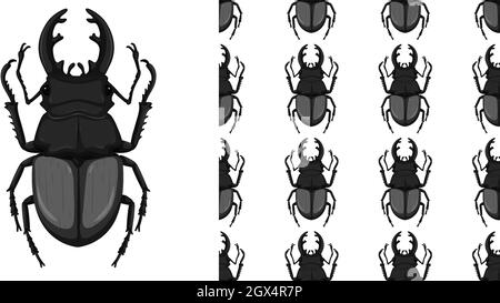 Coleottero di bavaglio isolato su sfondo bianco e senza cuciture Illustrazione Vettoriale
