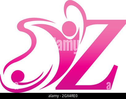 Lettera Z farfalla e successo umano icona logo illustrazione Illustrazione Vettoriale