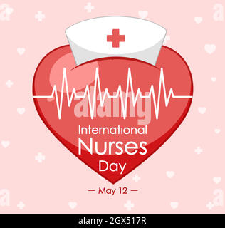 Happy International Nurses Day font con croce simbolo medico Illustrazione Vettoriale