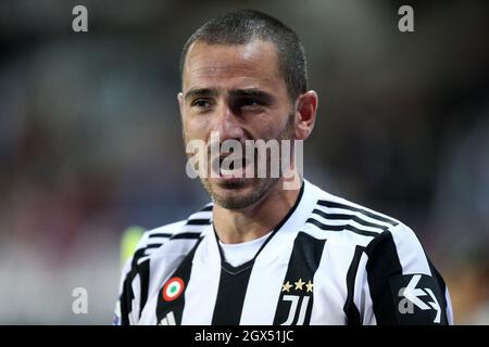 Leonardo Bonucci della Juventus FC festeggia dopo aver vinto la Serie Una partita tra Torino FC e Juventus FC . Foto Stock