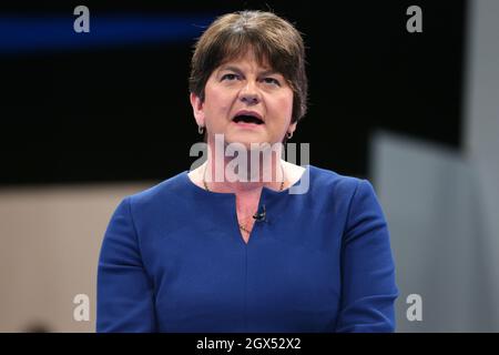 Manchester, Regno Unito. 4 ottobre 2021. Conferenza del partito conservatore 2021. ARLENE FOSTER, 2021 Credit: Allstar Picture Library Ltd/Alamy Live News Foto Stock