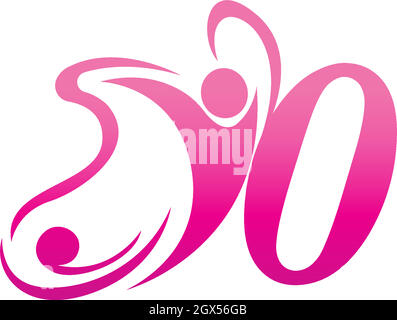 Numero zero farfalla e successo icona umana logo illustrazione Illustrazione Vettoriale