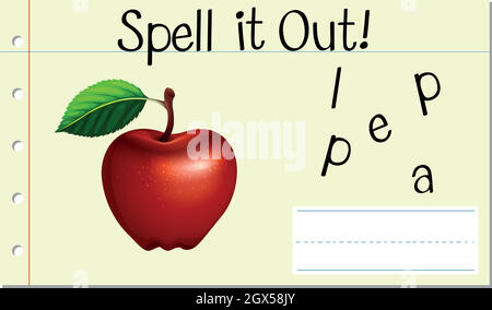 Scrivi la parola inglese mela Illustrazione Vettoriale