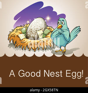 Uovo in un nido con soldi Illustrazione Vettoriale