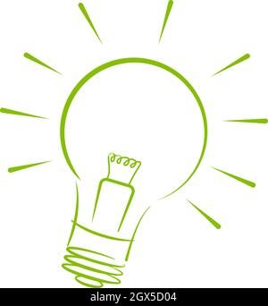 profilo della lampadina incandescente isolato su sfondo bianco, illustrazione vettoriale Illustrazione Vettoriale