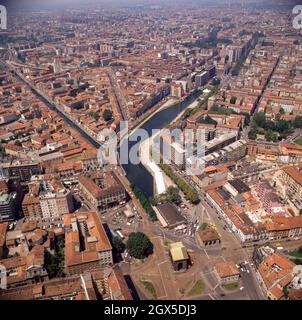 Europa, Italia, Lombardia, Milano, foto aerea del molo e del Naviglio Grande Foto Stock