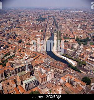 Europa, Italia, Lombardia, Milano, foto aerea del molo e del Naviglio Grande Foto Stock