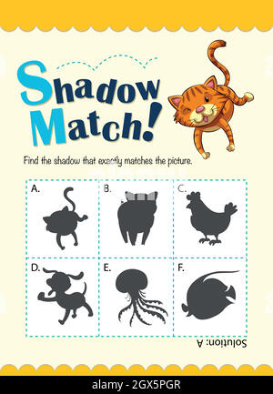 Gioco di abbinamento con molti animali Illustrazione Vettoriale