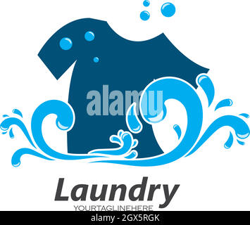 Disegno dell'icona vettoriale del logo della lavanderia Illustrazione Vettoriale