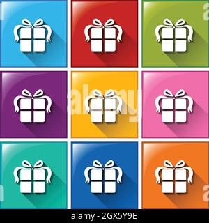 Icona con regali Illustrazione Vettoriale