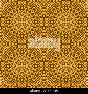 Motivo floreale senza cuciture con ornamento piastrellato Mandala.Etnico. Stampa geometrica. Texture di sfondo ripetuta vintage.texture piastrelle in ceramica. Illustrazione Vettoriale