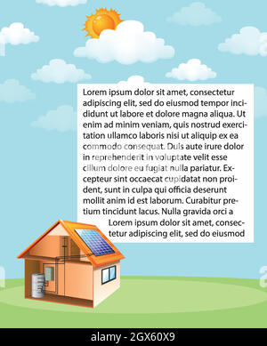 Diagramma che mostra come la cella solare funziona a casa Illustrazione Vettoriale