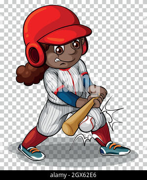 Giocatore di baseball femminile su sfondo trasparente Illustrazione Vettoriale