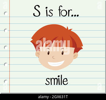 Flashcard lettera S è per il sorriso Illustrazione Vettoriale