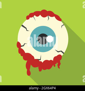 Zombie eyeball icona, stile piatto Illustrazione Vettoriale
