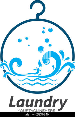 Disegno dell'icona vettoriale del logo della lavanderia Illustrazione Vettoriale