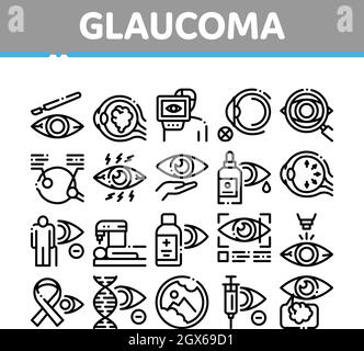 Glaucoma Icone Di Raccolta Di Oftalmologia Imposta Vettore Illustrazione Vettoriale