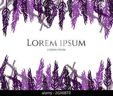Illustrazione vettoriale della flora in viola. Telaio. Illustrazione Vettoriale